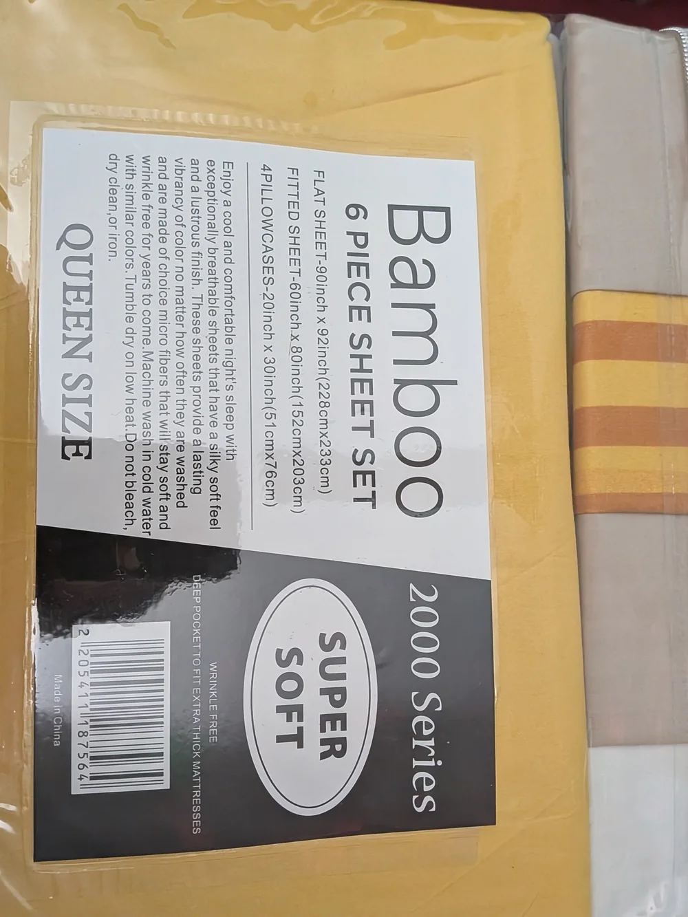BAMBOO Yellow 6-Piece Queen Sheet Set - Soft Finish